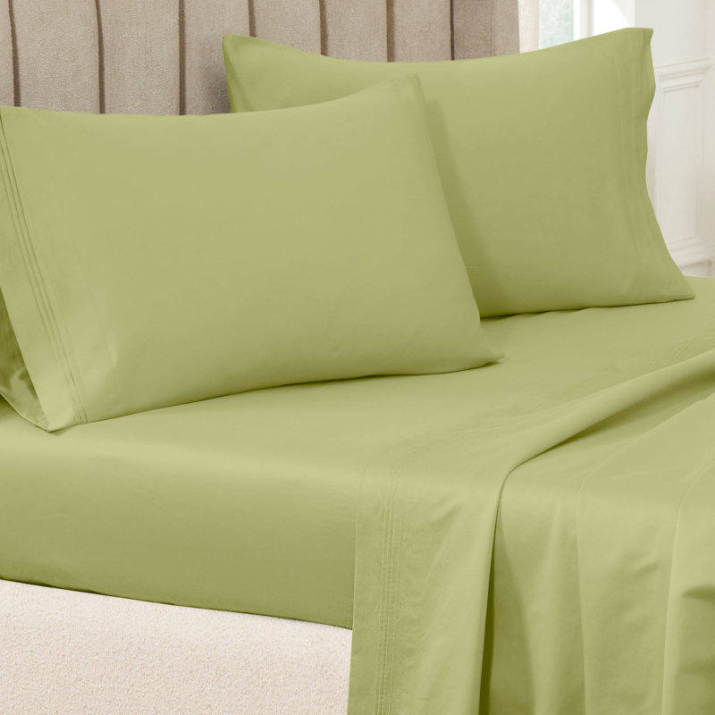 Ensemble de taies d'oreiller de couleur unie en coton égyptien certifié 650 fils Aldin, Très grand lit, Vert olive