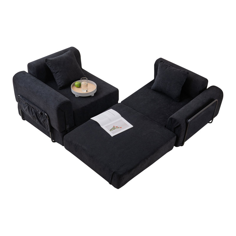 Boneless Convertible Folding Bed&modern Modular Sectional Sleeper Couch, Black