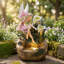 Fontaine de jardin féerique et florale avec lumière DEL - H 26,18 po