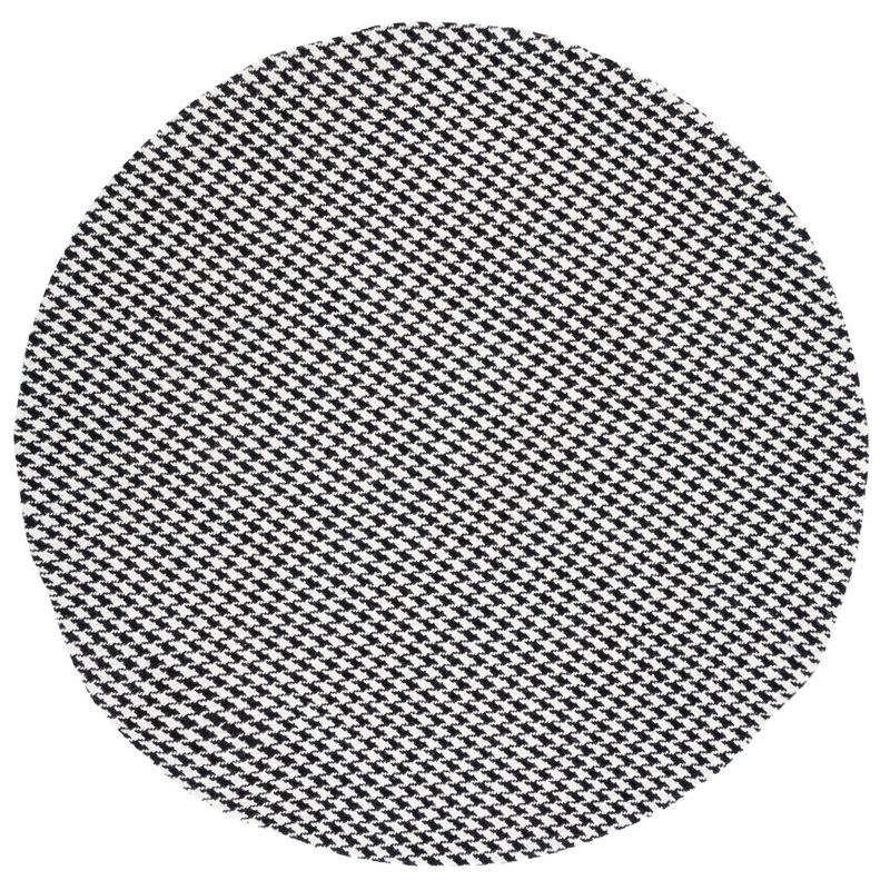 Nelya Hand Woven Wool and Cotton Houndstooth Rug , Round 6'