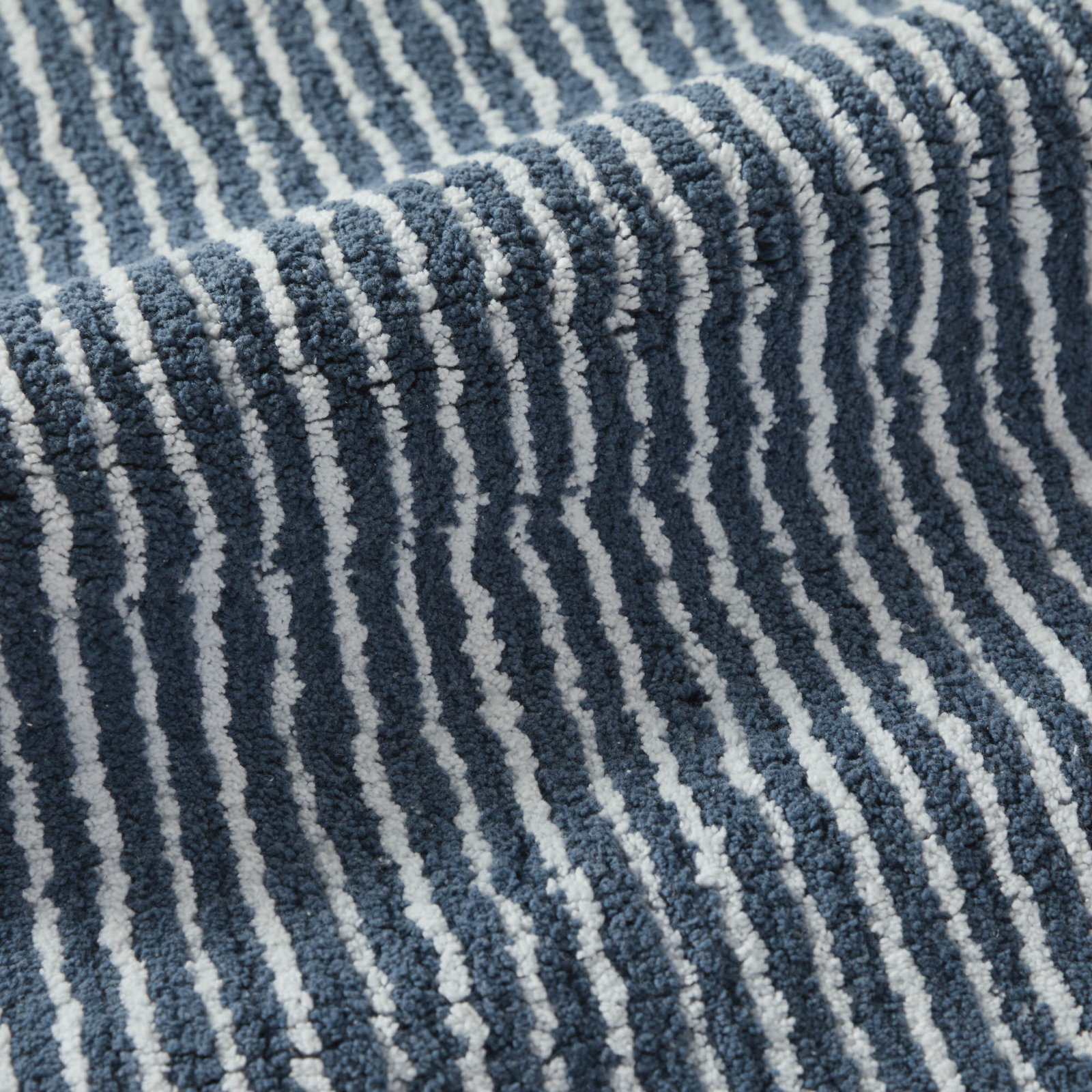 Pinstripe Cotton Bath Mat, Navy, 34 in x 21 in