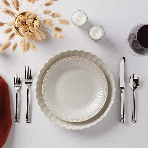 French Perle Scallop White 11" Dinner Plate