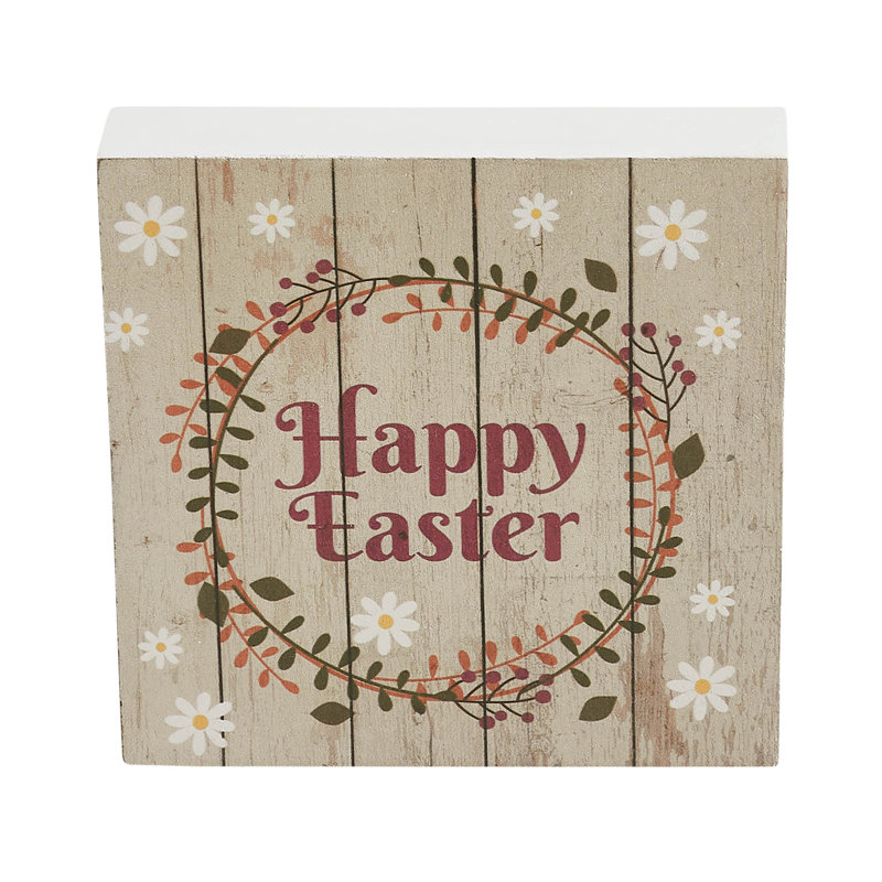 Printemps en fleurs «Joyeuses Pâques» avec panneau de panneaux de fibres à densité moyenne 5 x 5 x 1 couronne