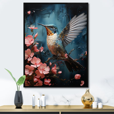 Art floral bleu colibri - Colibri
