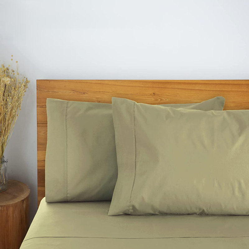 LuxClub 2 PC Olive King Performance Microfiber Solid Pillowcase Set, Olive, King Pillowcase