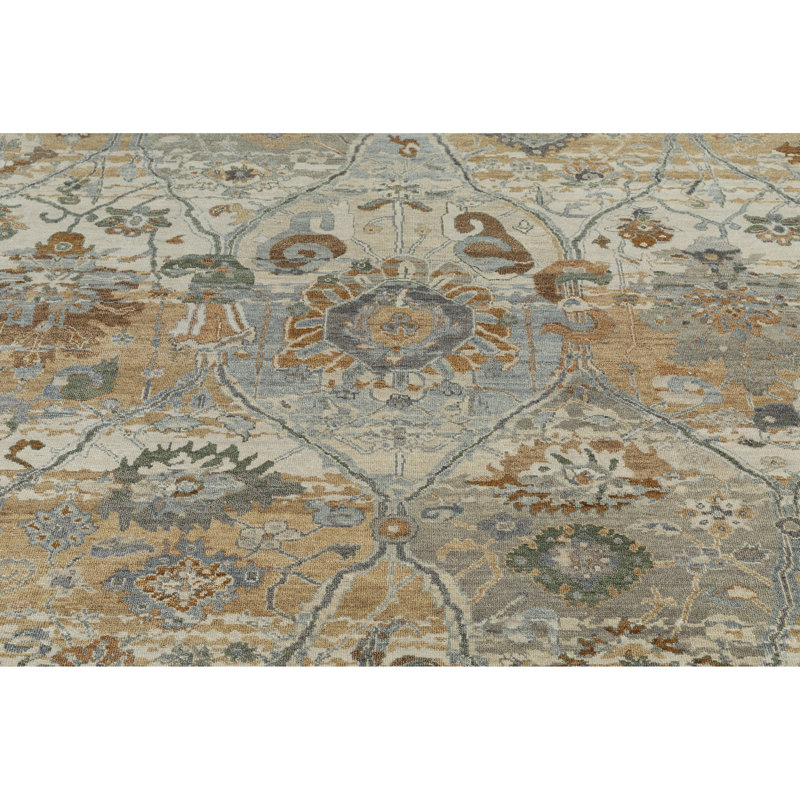 Tapis beige et brun noué à la main de haute qualité, Beige And Brown, Rectangle 6 pi x 9 pi