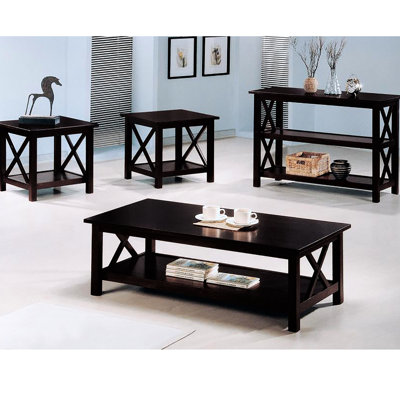 Meuble d'appoint sombre avec tables d'appoint et tables de rangement modernes : étagères d'exposition en bois dur asiatique, style contemporain