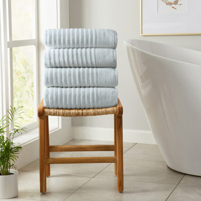 Serviettes de bain 100% coton à nervures zéro torsion 