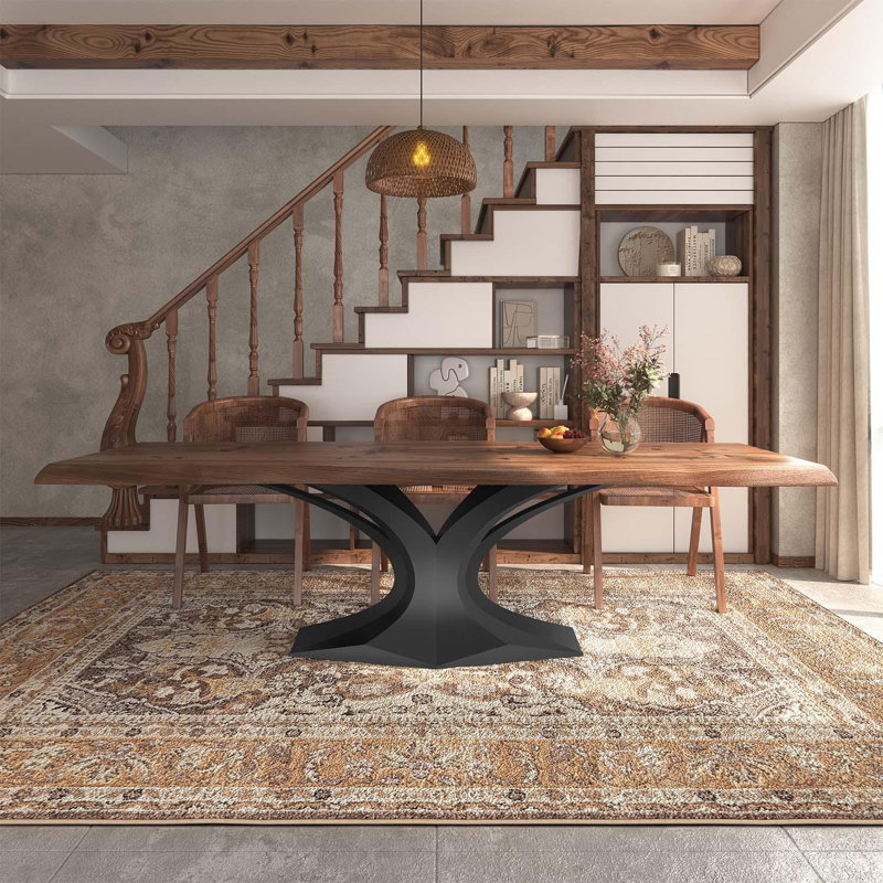 Base de table de salle à manger en métal Dentro, H 28 po x L 44 po x l 22 po, Noir