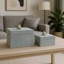 Sagebrook Home 2-Pieces Harcourt Suede Boxes With Stone Knob, Blue