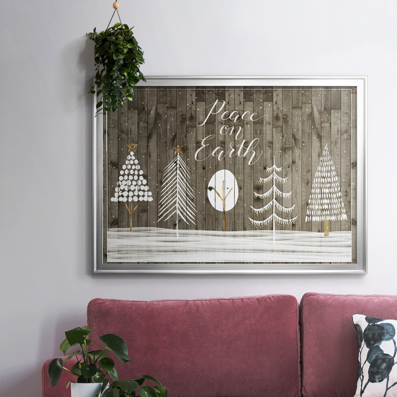 Wooded White Christmas Collection A, reproduction d'art sur toile, H 14 po x l 20 po x P 1,5 po, Argent