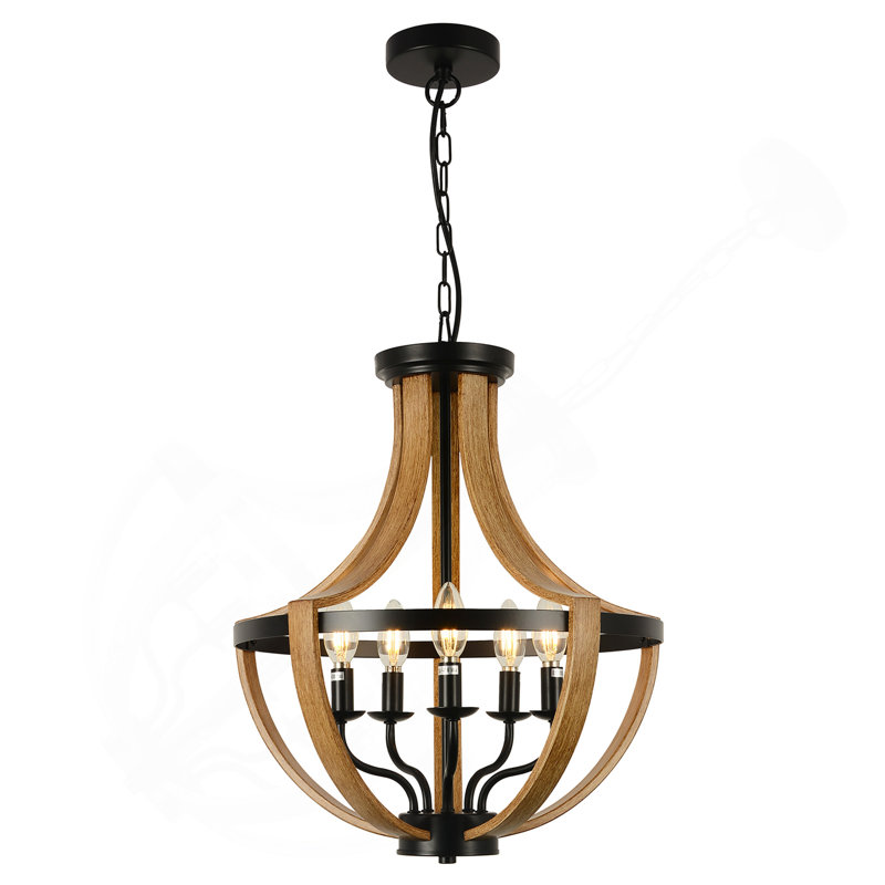 5-Light Modern Chandeliers, Brown, 17.3" H x 17.7" W x 17.7" D