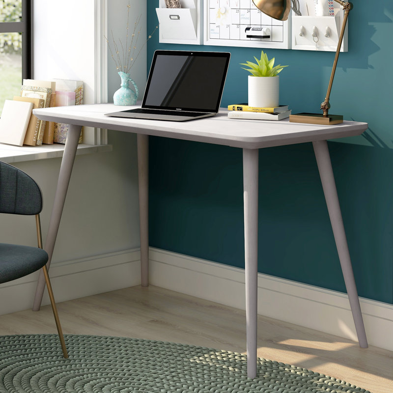 Schmeling Solid Wood Solid Wood Writing Desk, Anique White