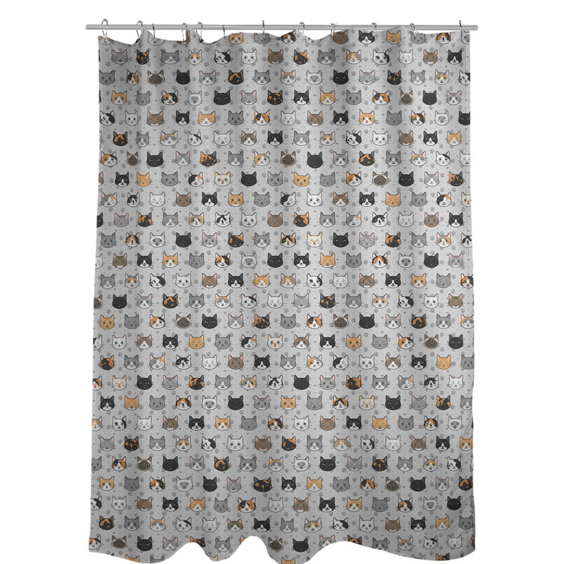 Rideau de douche simple Kitty Cat, Gris