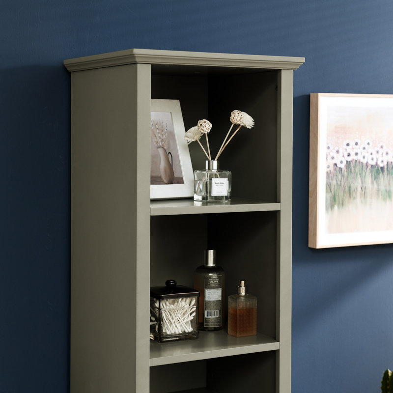 Armoire de 64 po de hauteur pour salle de bain - 4 tablettes réglables grises pour les petites pièces et un rangement pratique en gris, hauteur de 62,44 po. Espaces fonctionnels pour la maison