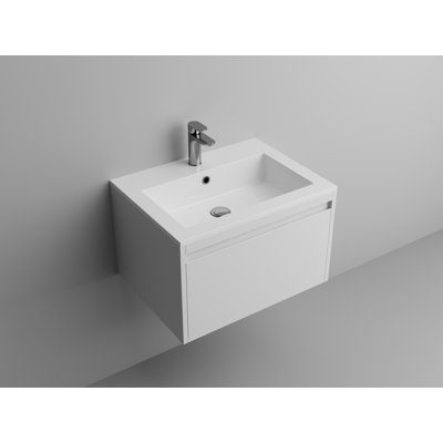 Plateau de meuble-lavabo carré en marbre 24 po avec lavabo - blanc brillant