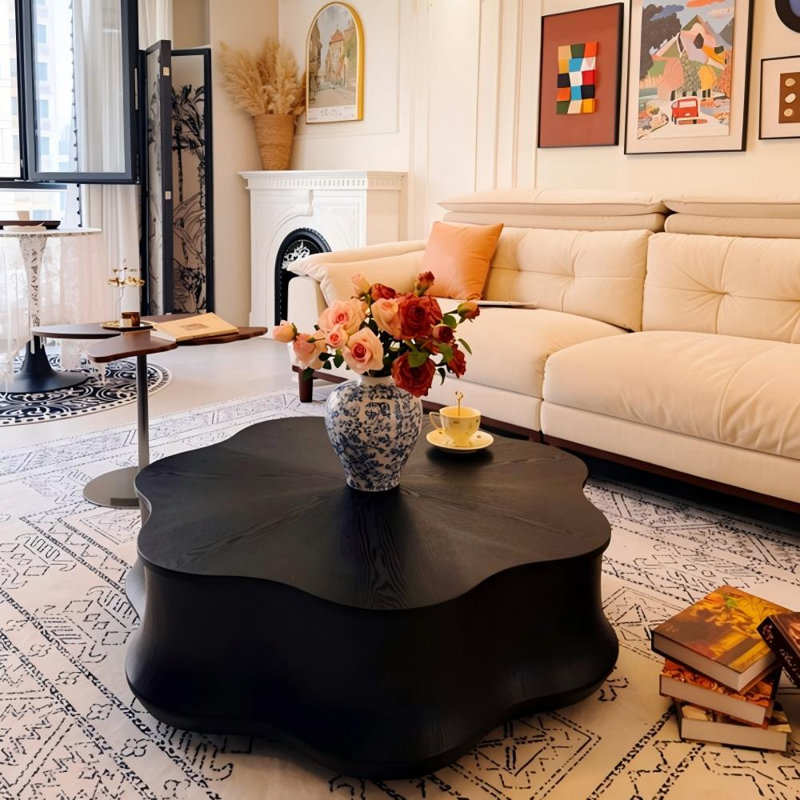 Arvante Modern Farmhouse Coffee Table with Drawers for Minimalist Living Room Decor