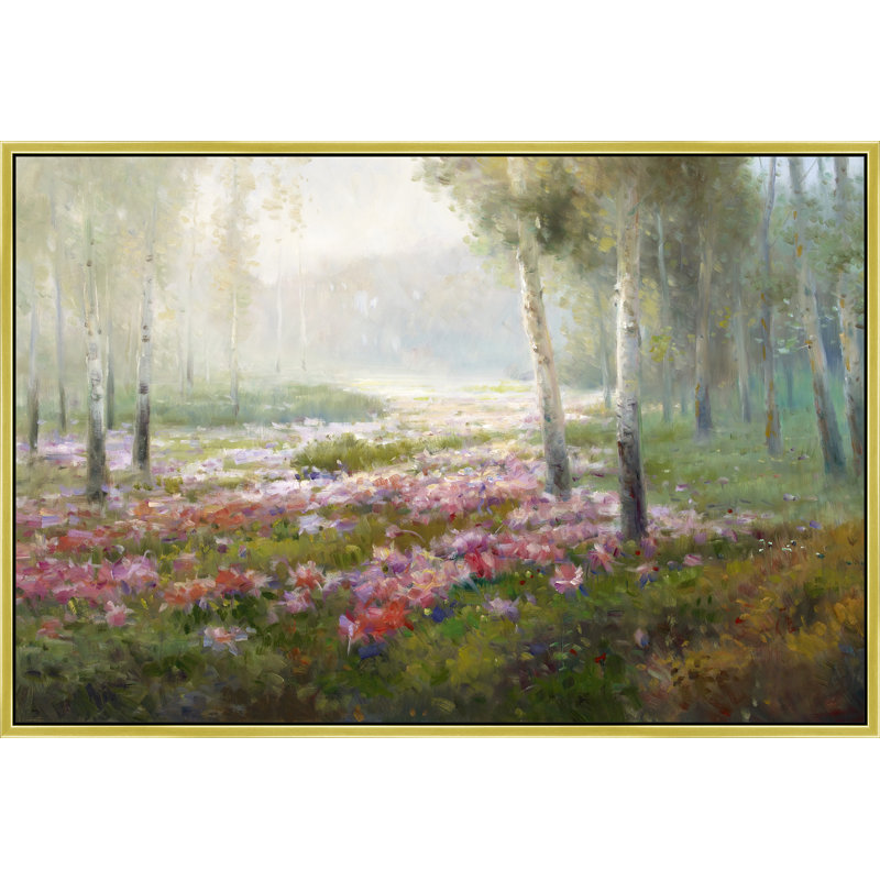 " Dawn In The Birch Grove ", 26" H x 38" W, Gold