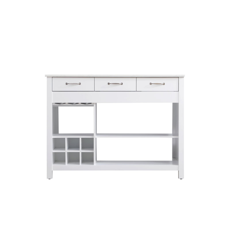48 inch Kitchen Island, White/Brushed Nickel
