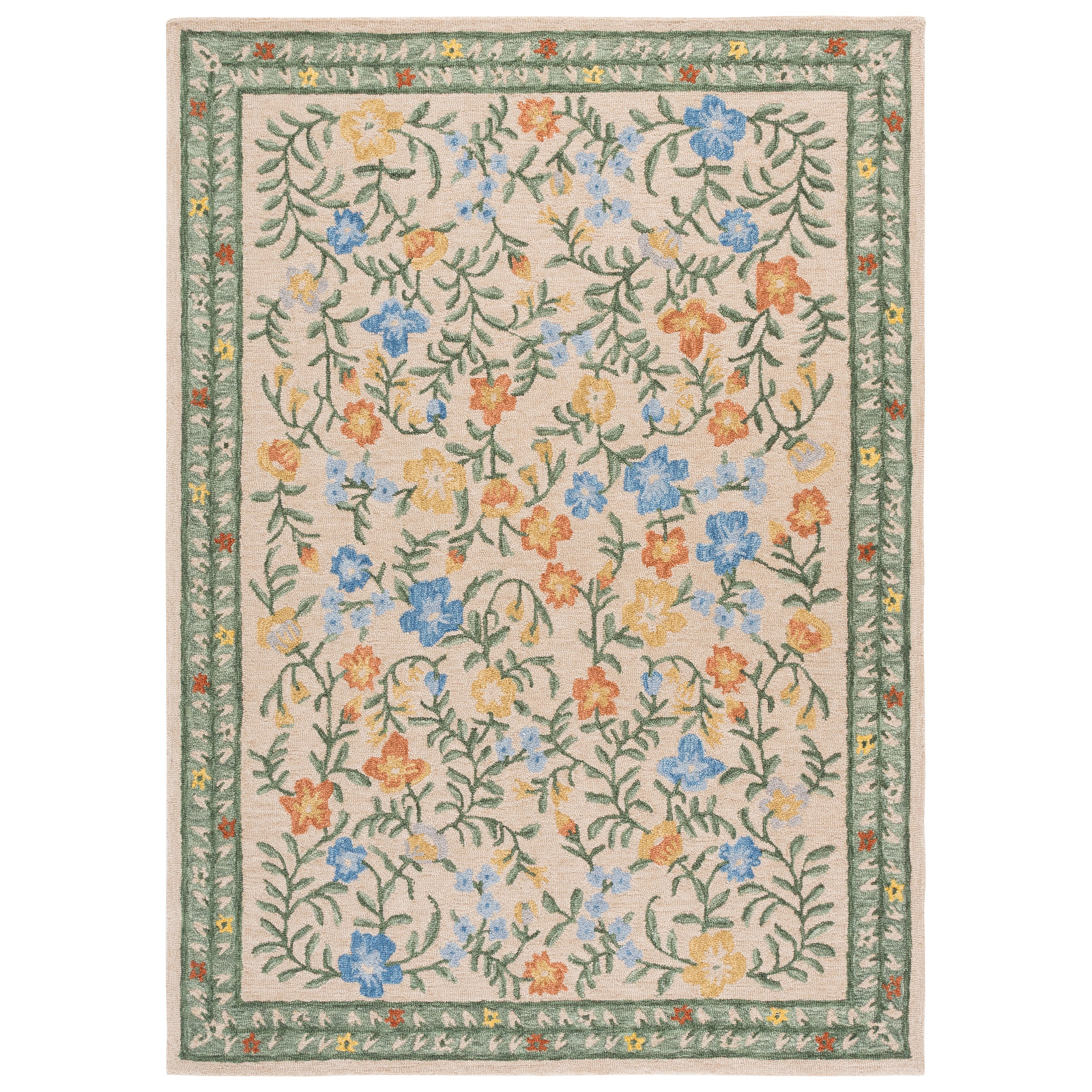 Martha Stewart 3856 Hand Tufted 85% Wool; 15% Cotton Floral Rug, Rectangle 8' x 10'