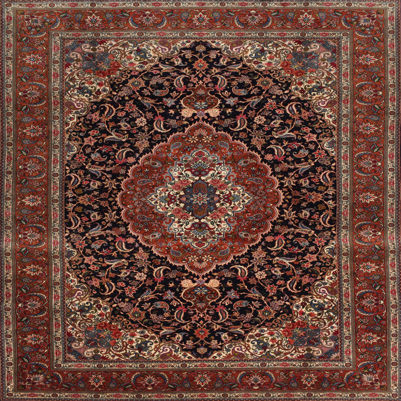 Tapis brun/beige traditionnel Dhekelia, Carré 3 pi