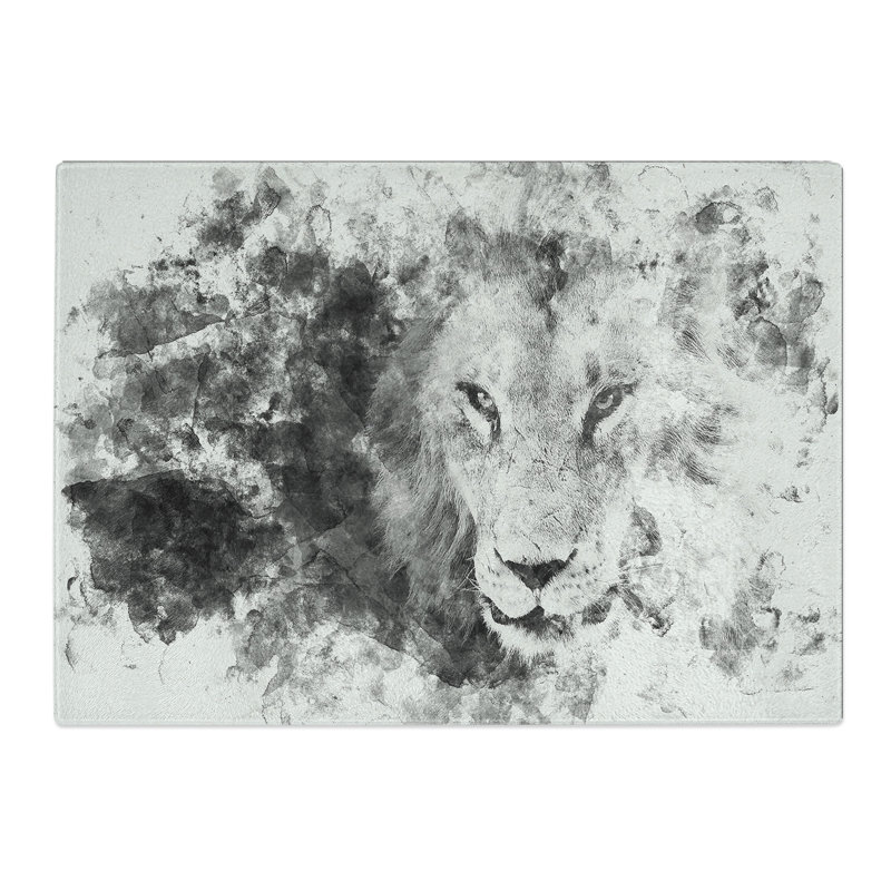 Tempered Glass Portrait of a Lion Chopping Board, 20 cm x 28.5 cm