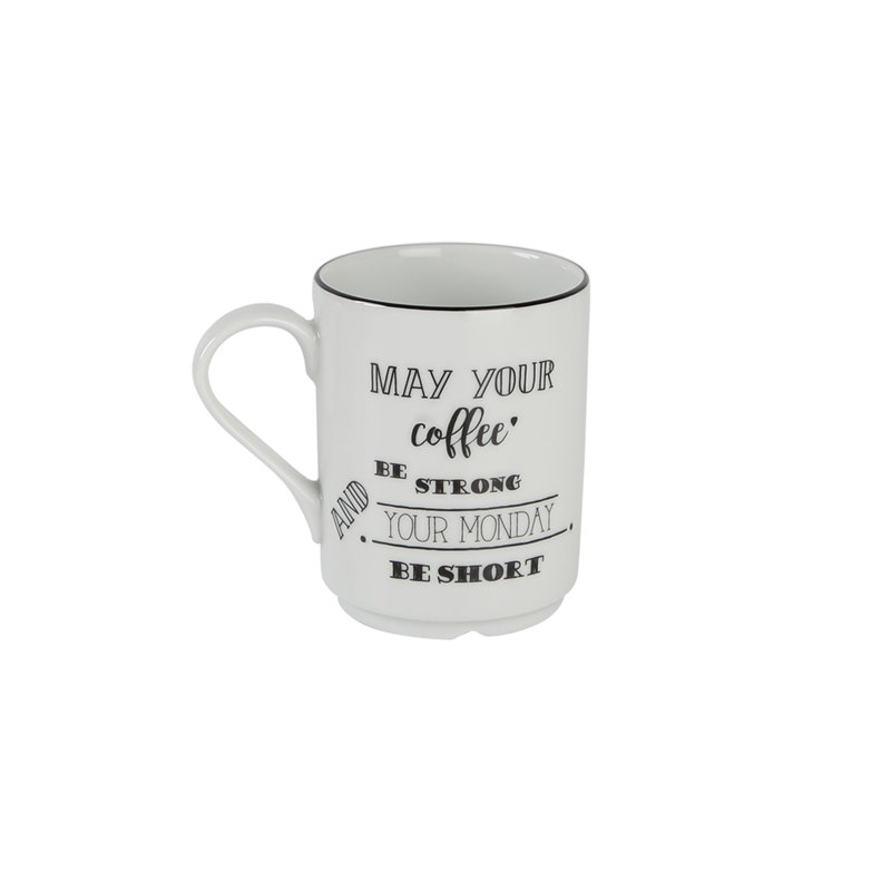 Be Happy White Ceramic 4-Piece Mug Set