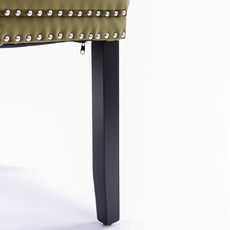 Chaises capitonnées Allena , Velours vert fruit, Noir, 2