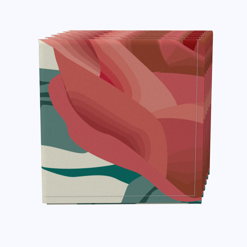 100% Cotton Red Floral Square Napkin