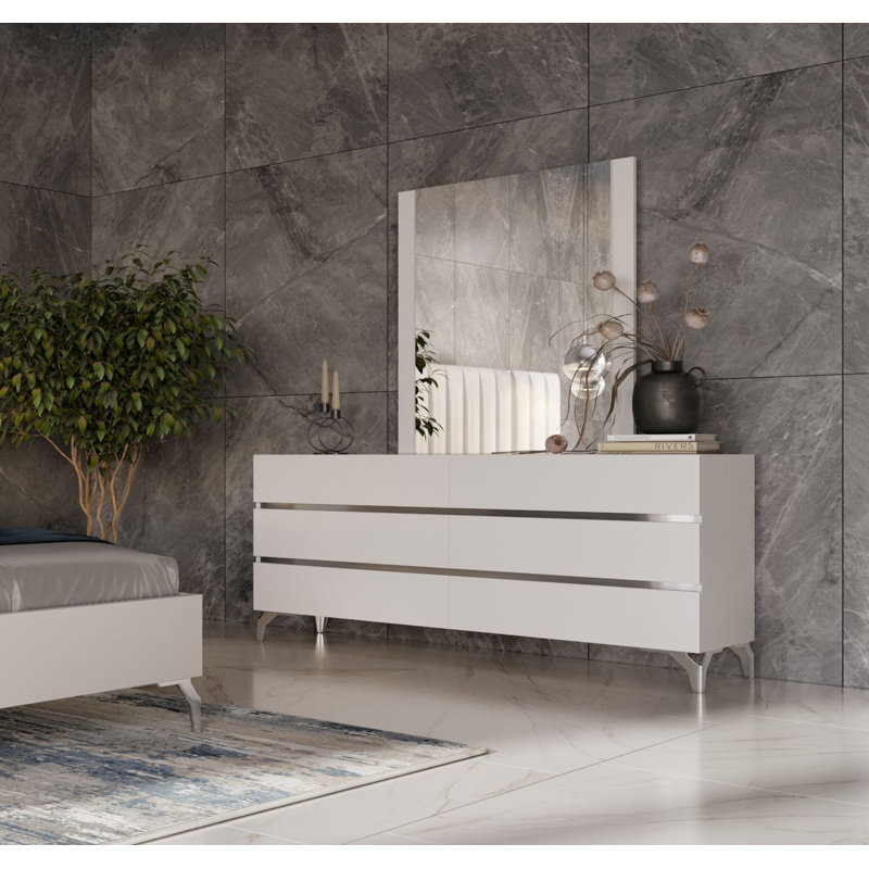 Commode 6 tiroirs avec miroir Amiah
