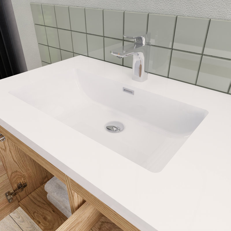 Alcester 59.2'' Double Bathroom Vanity with Resin Top, England Oak