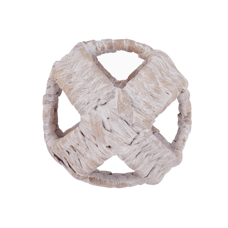 Handmade Wicker Orb (Set of 4), White