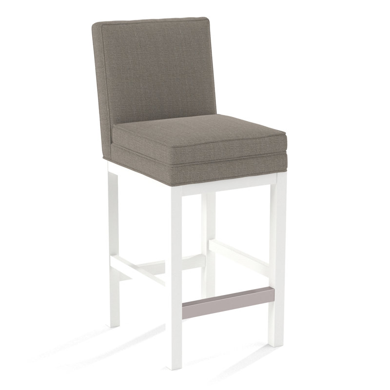 Upholstered Stool, Frost White Finish, Stone Crypton Performance; 0884-83