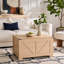 Table basse Table basse de style campagnard avec rangement Table basse en bois rustique, table basse carrée pour salon avec compartiment de rangement semi-ouvert, noyer et ivoire