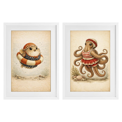 Ensemble de 2 reproductions sous-marines Vintage