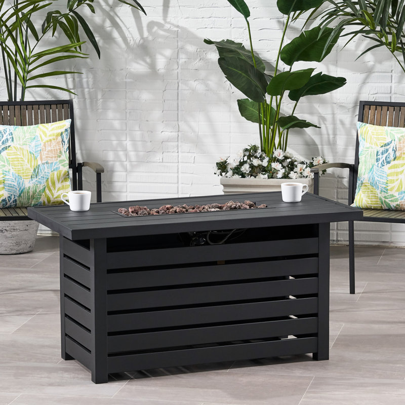 Foyer rectangulaire en fer de 30 000 BTU avec couvercle de réservoir caché - l 45,00 po P 42,00 po H 23,65 po, noir, facile à assembler
