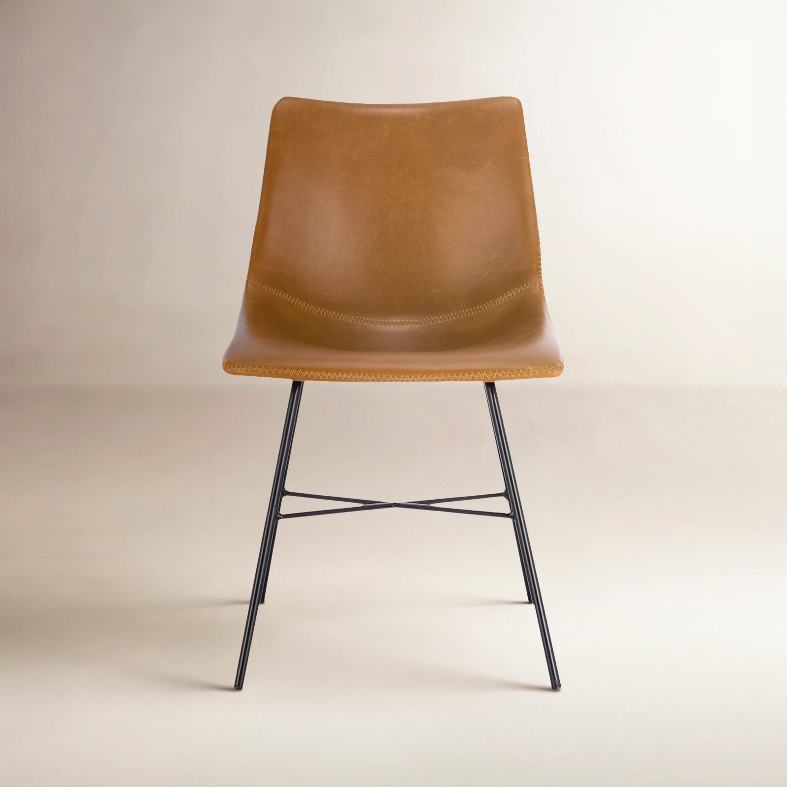 Bela Genuine Leather Dining Chair, Tan Faux Leather