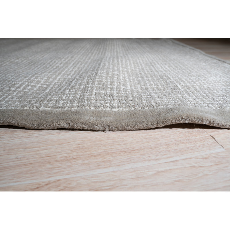 Timothy Brown Hand Tufted Wool Light Brown Transitional Geometric Area Rug, Rectangle 7'9" x 9'9"