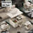 Modern Lift-Up Coffee Table with 4 Stools Set for Living Room Expandable 1 Hidden Storage