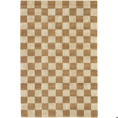 Lee-Abele Performance Hand-Woven Brown & Tan Plaid Checkerboard Jute & Sisal Area Rug