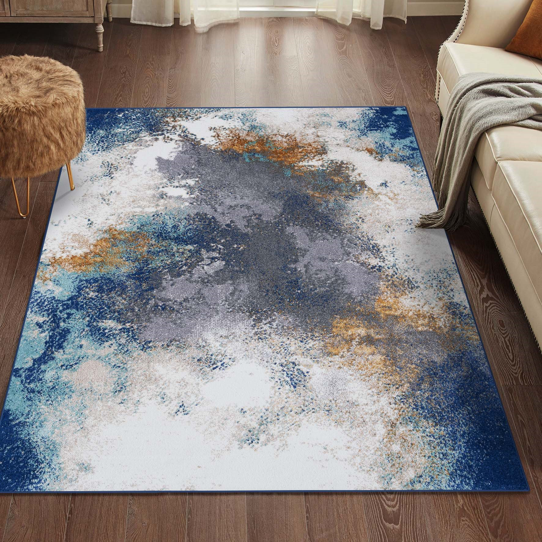 Wrought Studio Bellicent Abstract Blue Area Rug & Reviews Wayfair