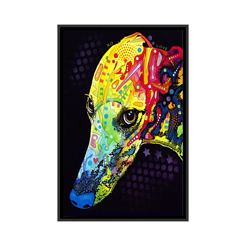 Art sur toile greyhoundgraphic, H 26 po x l 18 po x P 1,5 po, Toile avec cadre flottant noir
