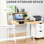 Bureau d'ordinateur pour petit espace, bois naturel, tiroir et tablettes de rangement, tablette, structure à finition bois, tiroir, - économie, structure en métal