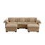 Très grand et profond, siège 3, velours brun clair avec coussins de siège de rangement, rangement pour repose-pieds, coussins modulaires en forme de U