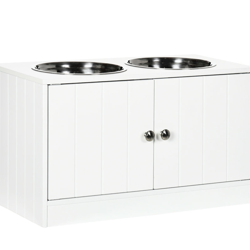 Grande armoire à nourriture surélevée pour animaux de compagnie - 44 L, 9,5 po x 2,75 po, bol blanc pour chien, poids de 16,34 lb, l 11,69 po, H 14 po