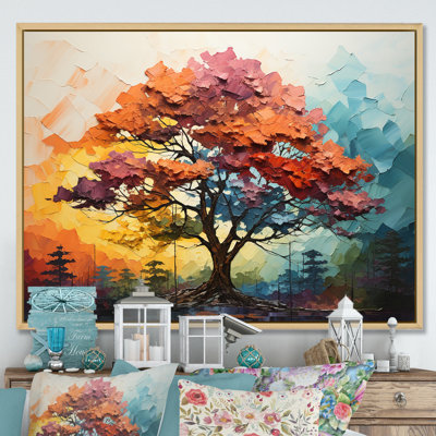Reproduction multicolore de séquoia fauve sur toile