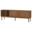 Meuble télé élégant avec portes verticales à rayures Mirod, portes coulissantes peu encombrantes, pieds robustes, polyvalent comme meuble télé ou armoire d'appoint-1296960003
