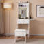 Bureau de coiffeuse avec miroir éclairé, coiffeuse de maquillage avec tiroirs et armoire de rangement pour chambre à coucher, bureau en verre, luminosité réglable à 3 modes d'éclairage, tabouret de rangement