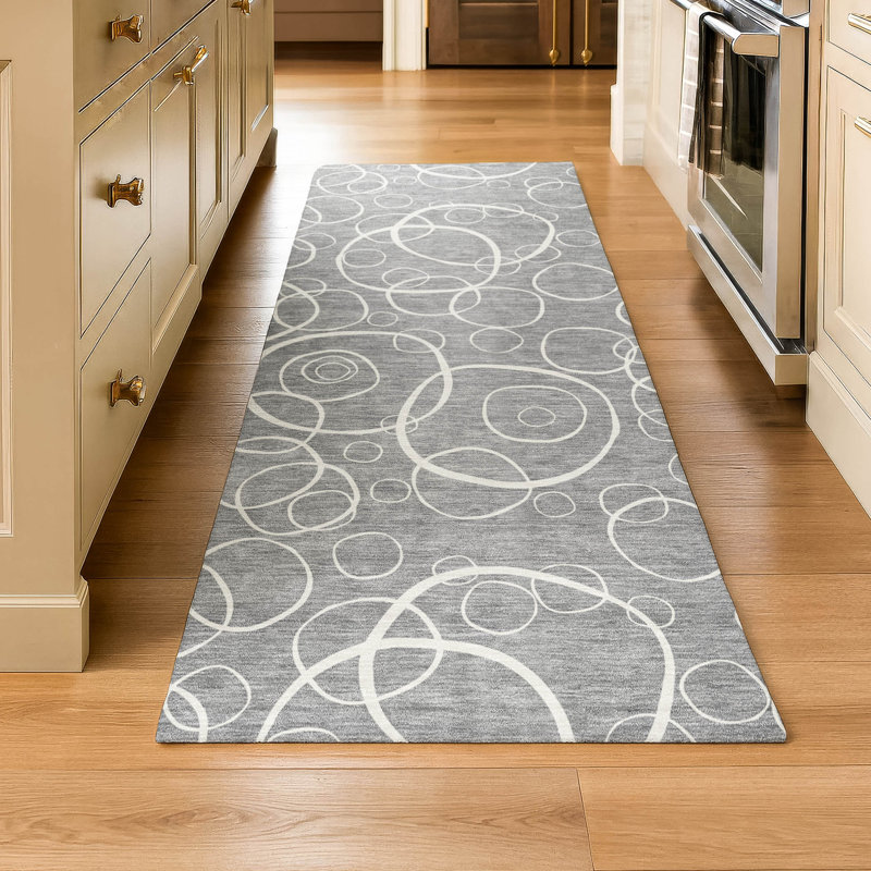 Premium Machine Washable Mayfield AMF2407 Bubbles Rug, Gray, 2'3" x 7'6" Runner