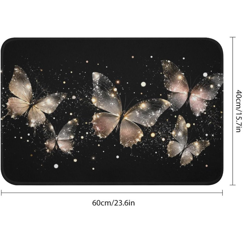 Tapis lavable antidérapant en flanelle Sparkling Butterfly, 17 x 47 po, Single- 47.24" L x 17.72" W